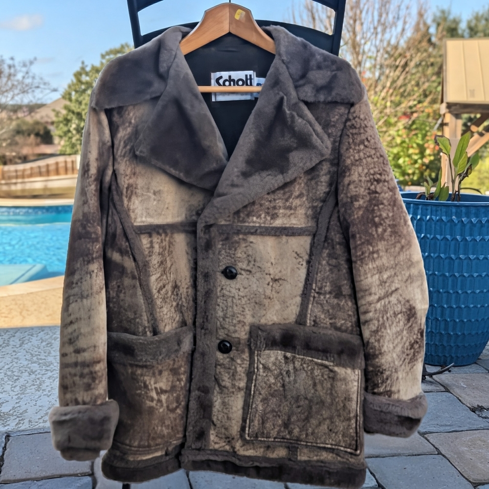 Vintage SCHOTT Rancher Leather Coat Dark Brown And Tan Size 38